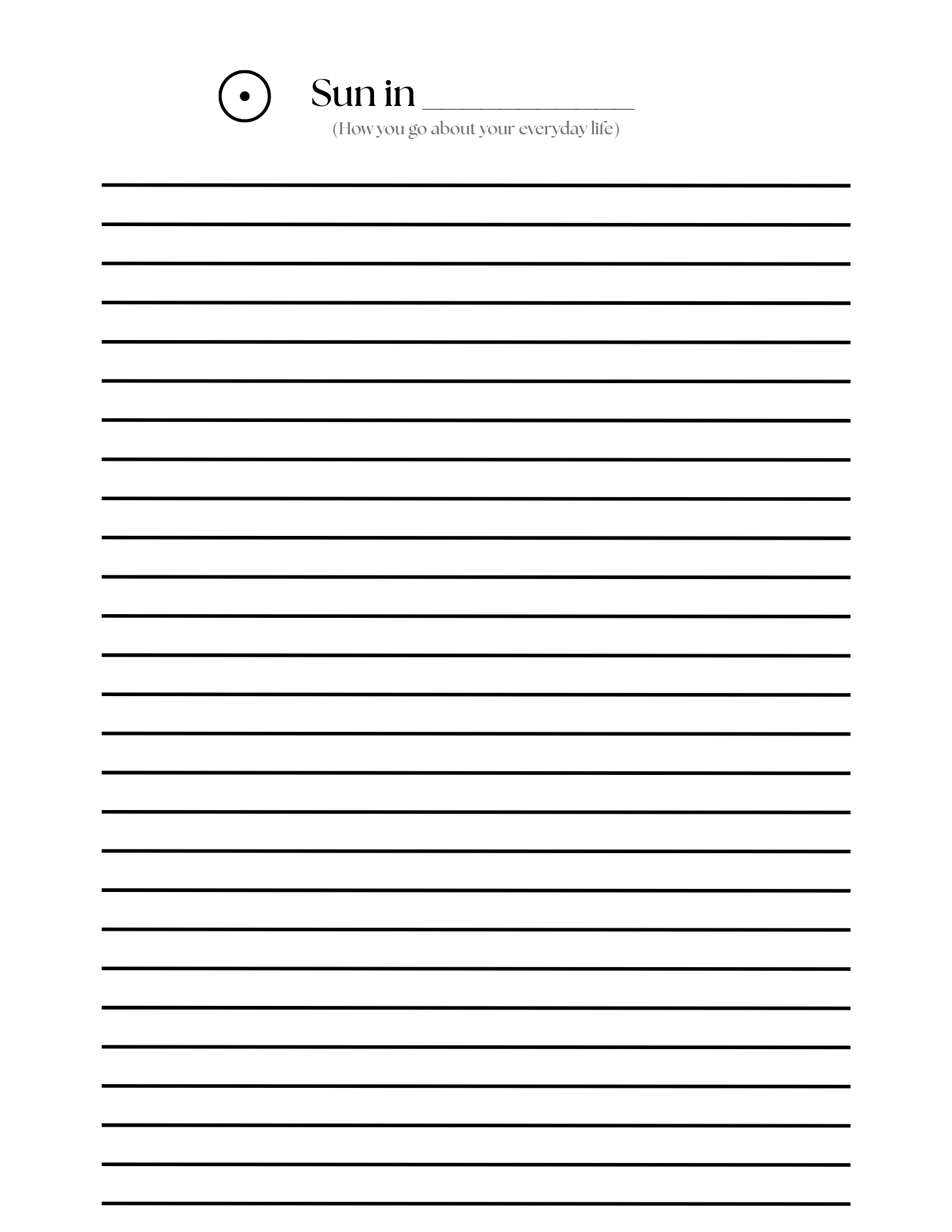 Sheet of lined paper with text at the top. Example of a workbook page inside digital product