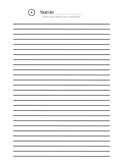 Sheet of lined paper with text at the top. Example of a workbook page inside digital product